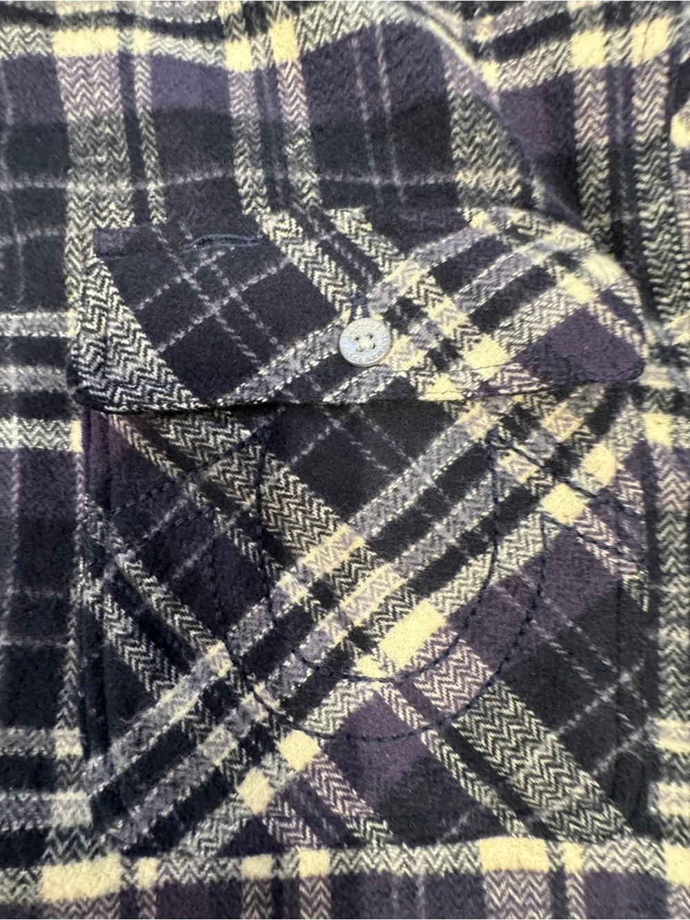 NWT True Religion Travertine Purple/Black Plaid Flannel XL Large Logo On Back 05